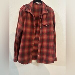 Criquet Men’s 100% Cotton Plaid Flannel Shirt – Size L